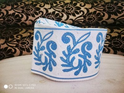 Barkati Topi Blue Color New Flower Design