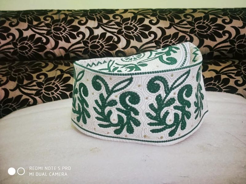 Barkati Topi Green New Flower Design