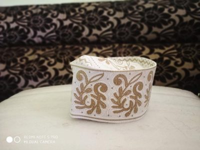 Barkati Topi White Golden New Flower Design