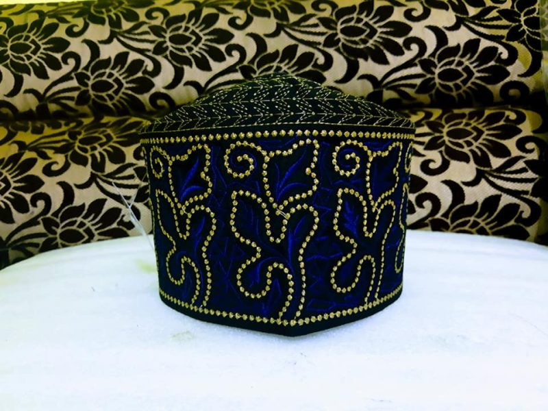 Banarasi Barkati Topi Blue Golden Model-1