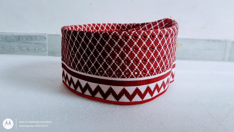 Razvi Barkati Fringed Topi Red White Color | Islamicbazaar | 2022