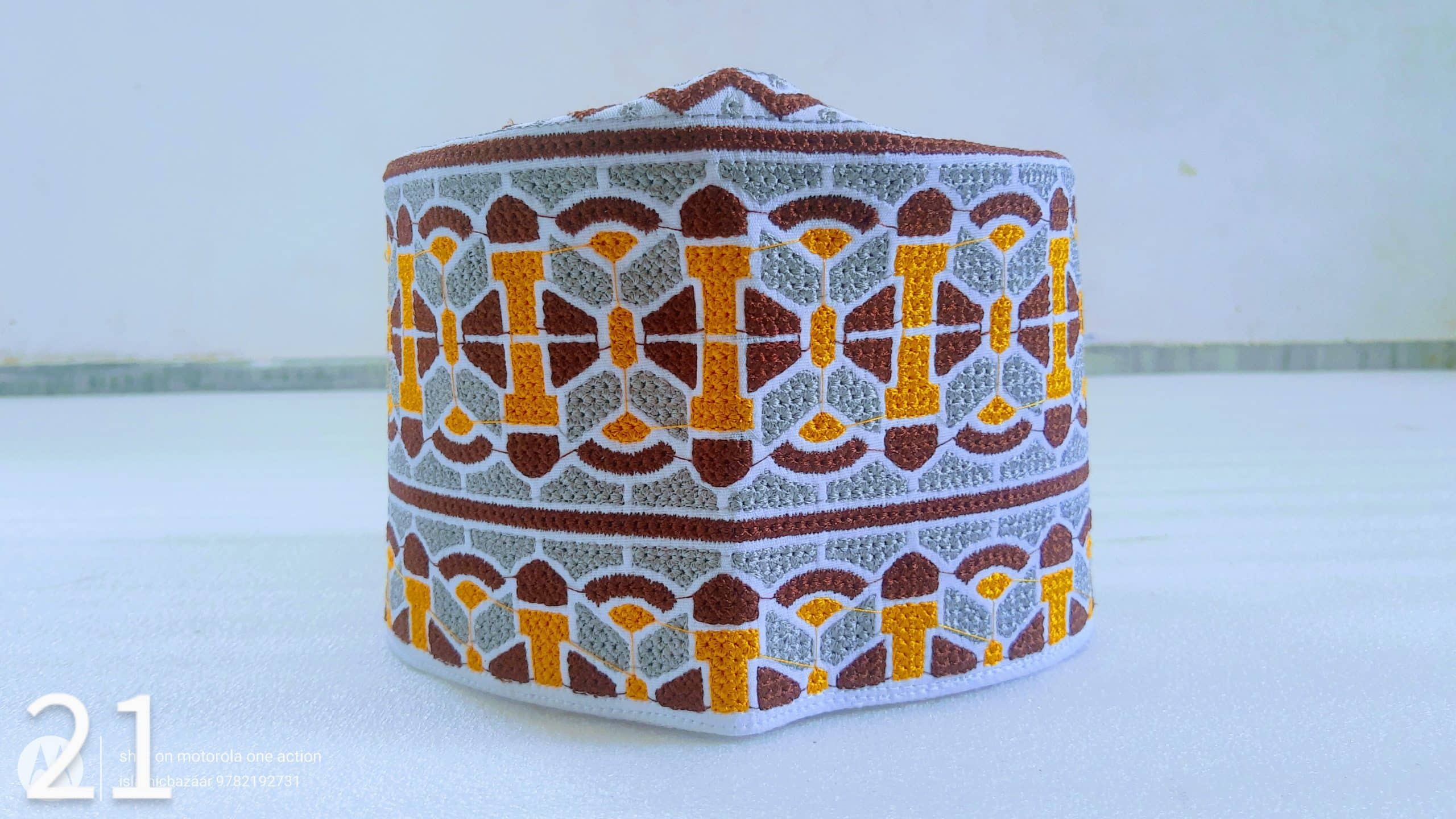 Omani Barkati Topi Mehroon Grey 21 Inch | Islamicbazaar Omani Barkati Topi Mehroon Grey 21 Inch | Islamicbazaar