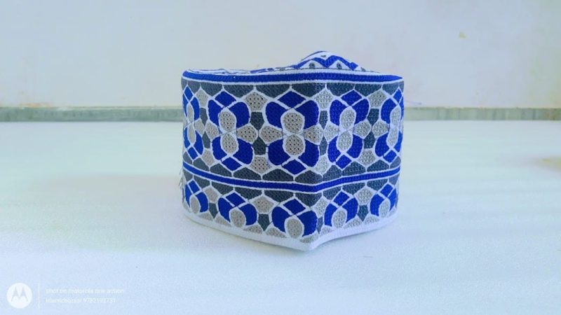 Omani Barkati Topi Blue Grey 21 Inch Islamicbazaar