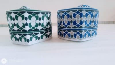 Omani Barkati Topi Green Blue Combo 21.5 Inch 4-5