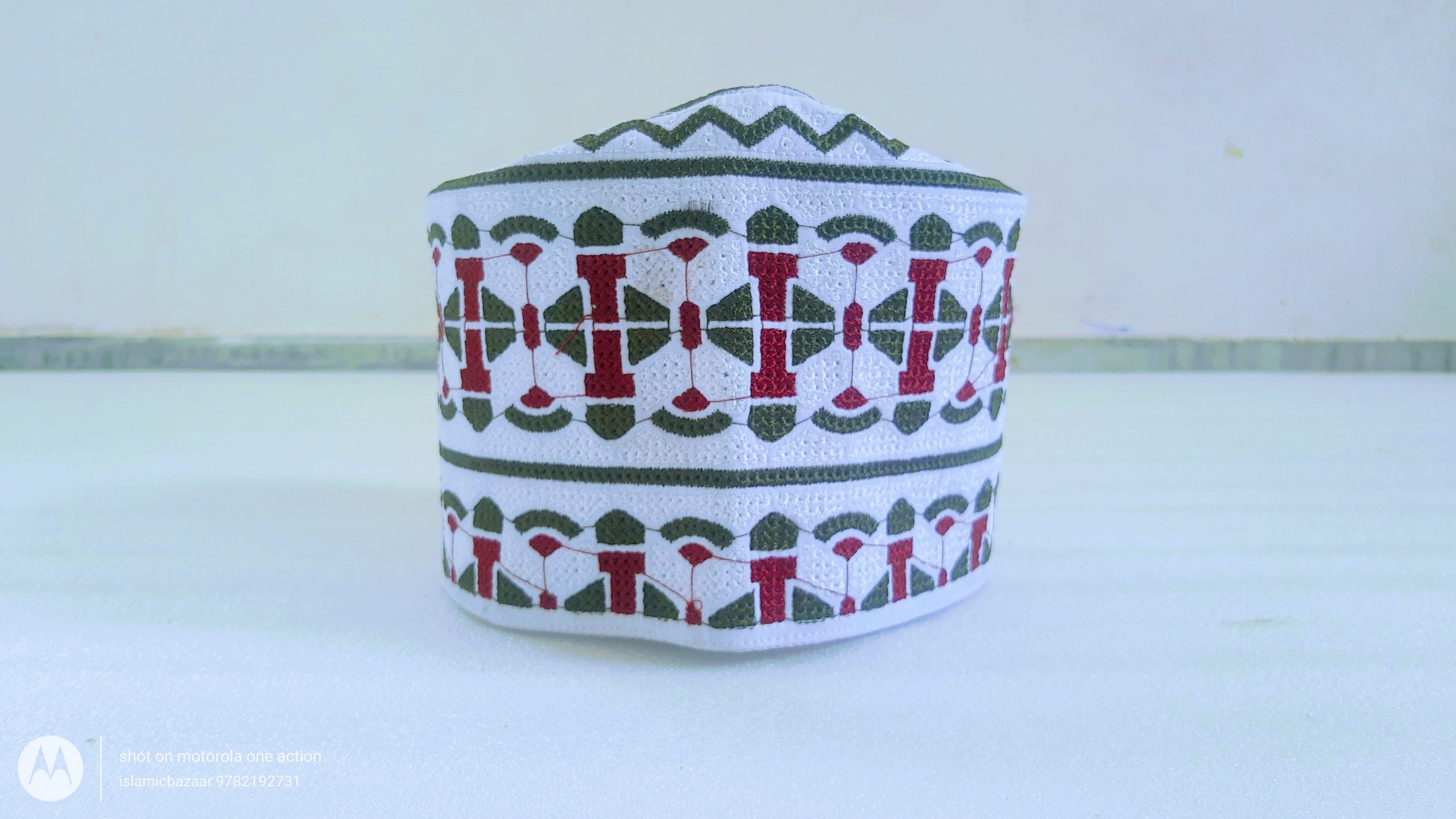 Omani Barkati Topi White Grey 21 Inch Islamicbazaar