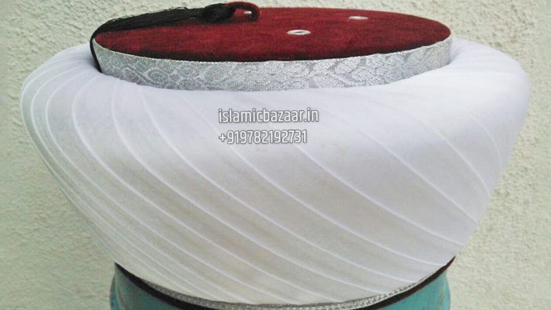 Qadri qari Turban Hat Silver maroon 2023